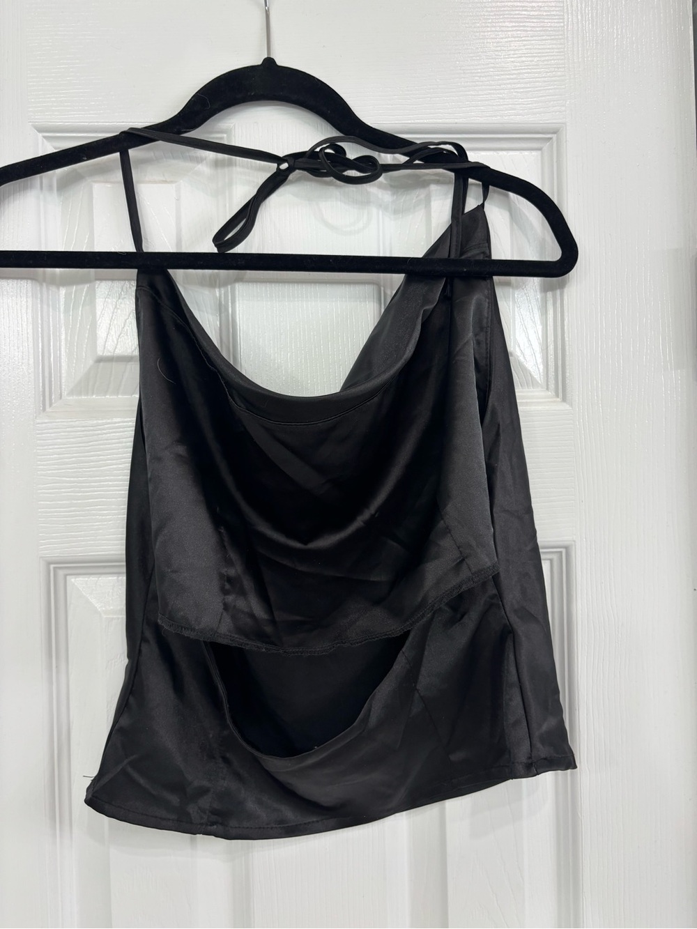 Urban Outfitters Black Satin Cowl Neck Tank Top